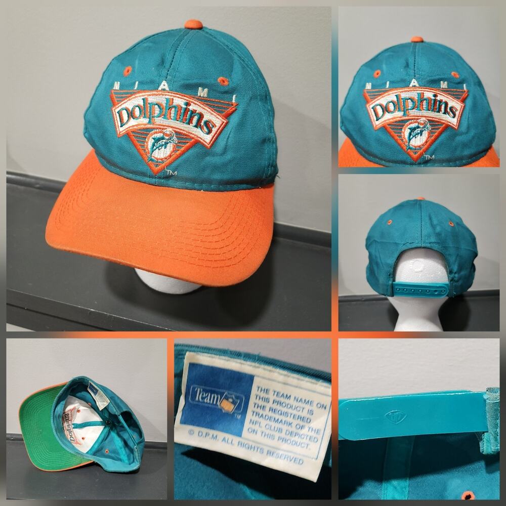 VTG 90s Miami Dolphins Team NFL Football Snapback Hat Cap OSFA 1990s